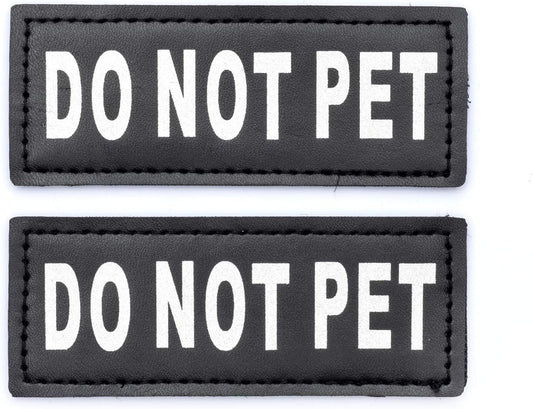 2 Do Not Pet Dog Patch - Reflective Hook-Back Dog Patches for Clear Visibility, Durable Vest Patches for Identification, Compatible with Hook & Loop Vest Gear - XXS 1"X2"