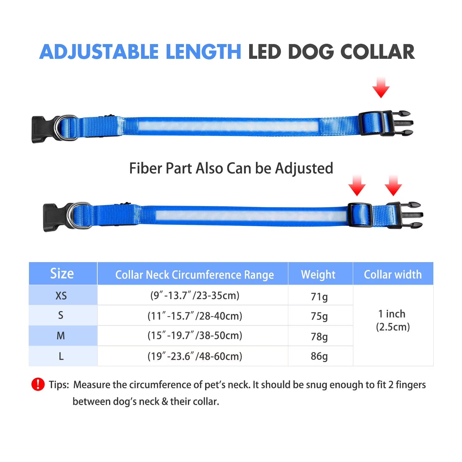BarkDog USB rechargeable LED dog collar for safe night walks