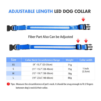 BarkDog USB rechargeable LED dog collar for safe night walks